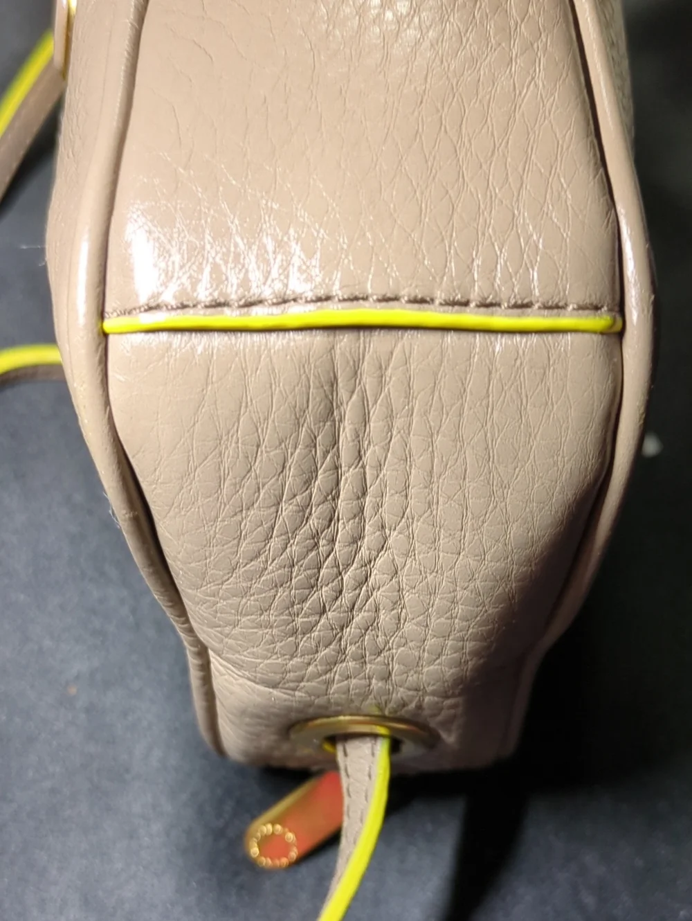 Marc by Marc Jacobs SallyTaupe Pebbled Crossbody w/Yellow Trim NOW ONLY $85